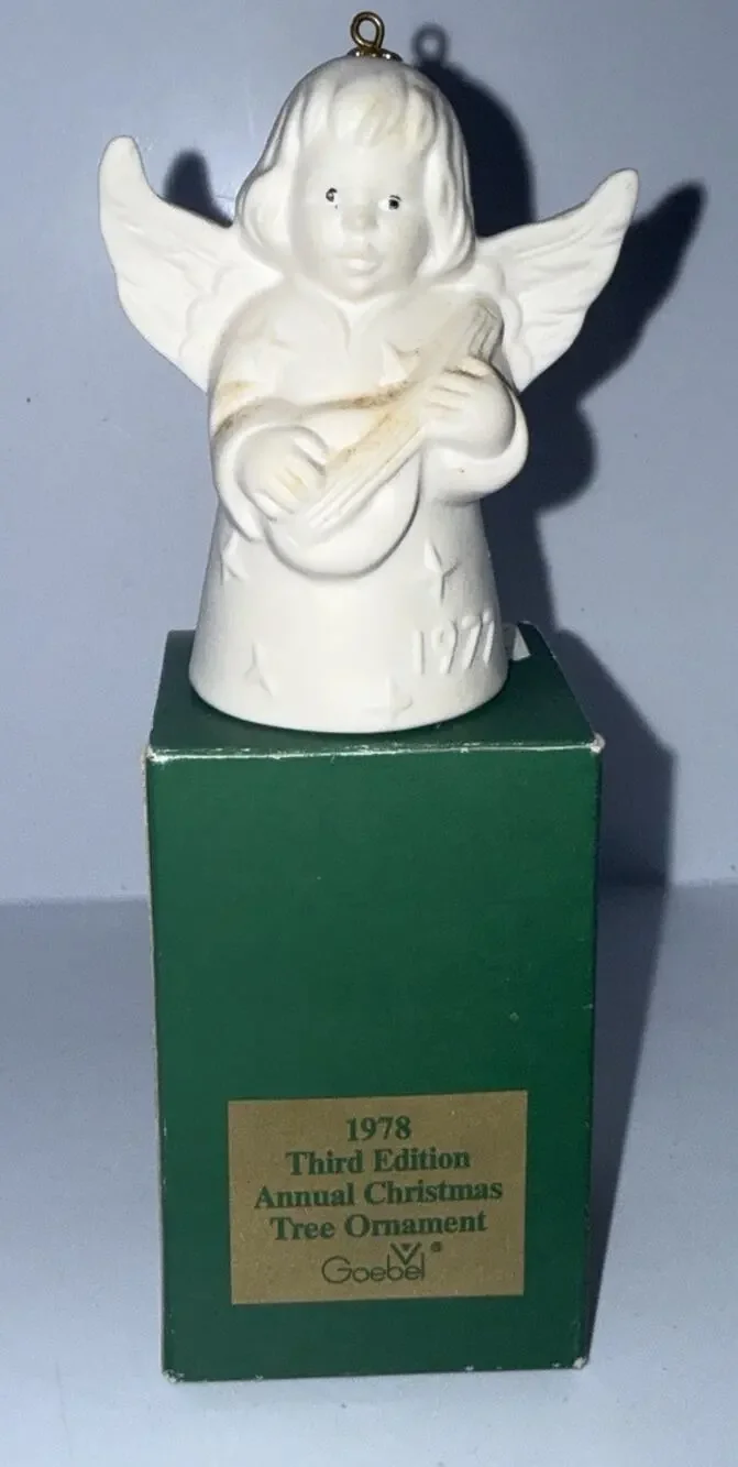Goebel Angel Bell 1978 Christmas Tree Ornament White Bisque 3rd Edition